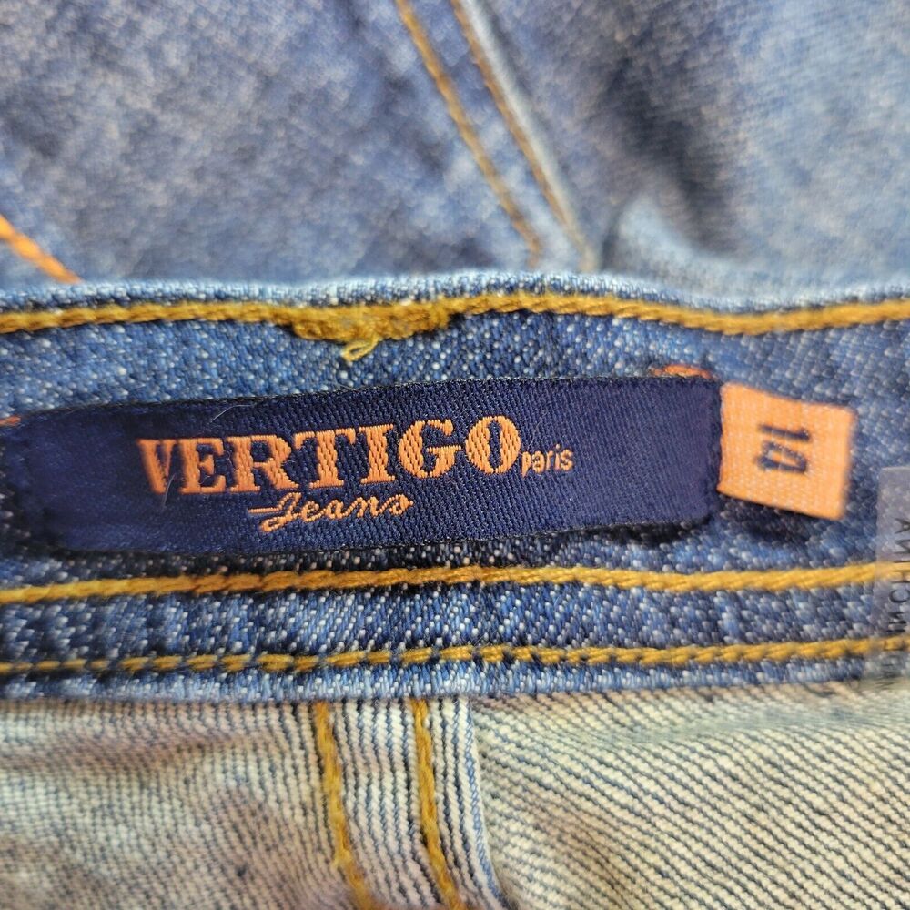 Vertigo‎ Womens Jeans Size 14 Straight Leg 36x33 Bling Rhinestones Vintage - Picture 7 of 8